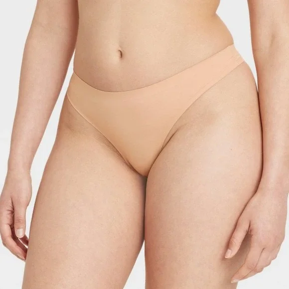 Women's Luxury Brushed Micro No Show Thong Auden Pearl Tan NWT L (12-14) - Picture 1 of 5